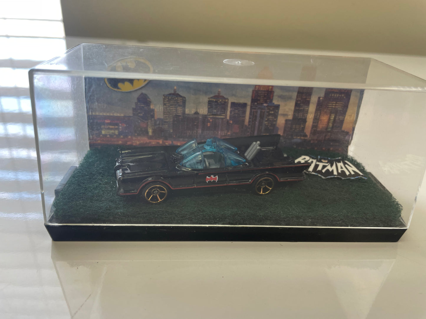 Batmobile Present and Future. Both 1955 Lincoln Futura Cars. 1:64 Black and White. With customs display casings. Batman