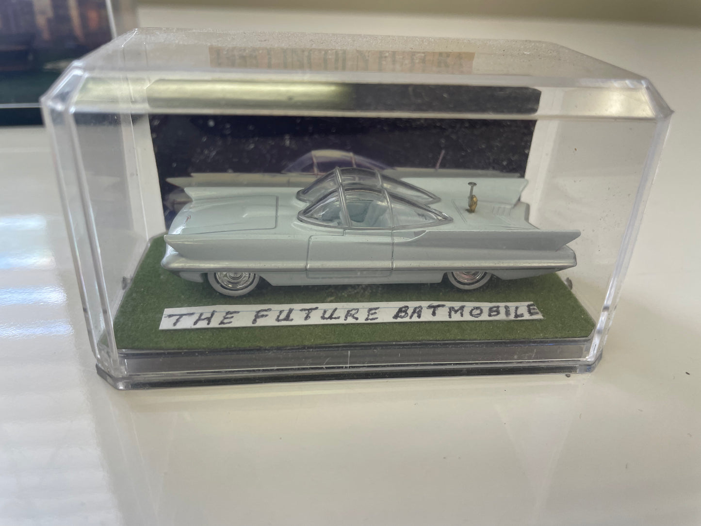 Batmobile Present and Future. Both 1955 Lincoln Futura Cars. 1:64 Black and White. With customs display casings. Batman