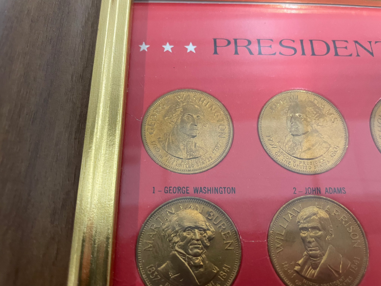Presidential Hall of Fame Coin Collection. 12x10in. 37 Presidents, George Washington- Richard Nixon. With wooden frame.