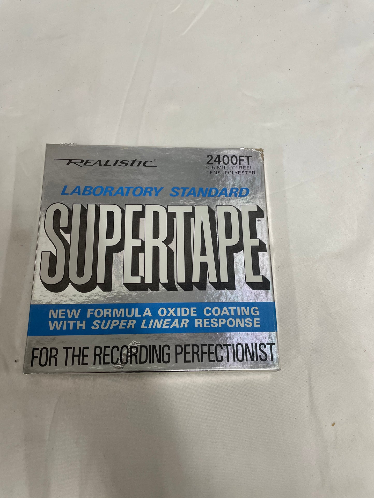 Realistic Laboratory Standard Supertape. Mylar Recording tape. 2400 ft. With original case.