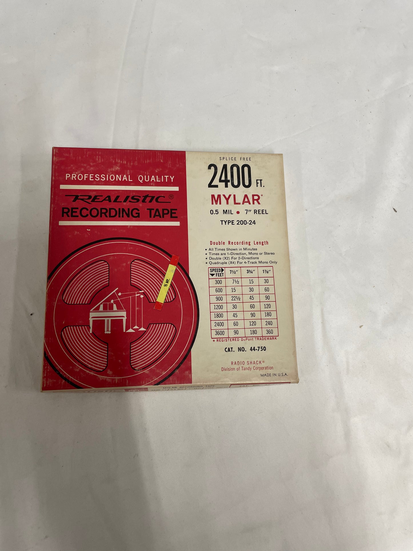 Professional Quality Realistic Mylar Recording Tape. 2400 ft. 7” Reel. With original box