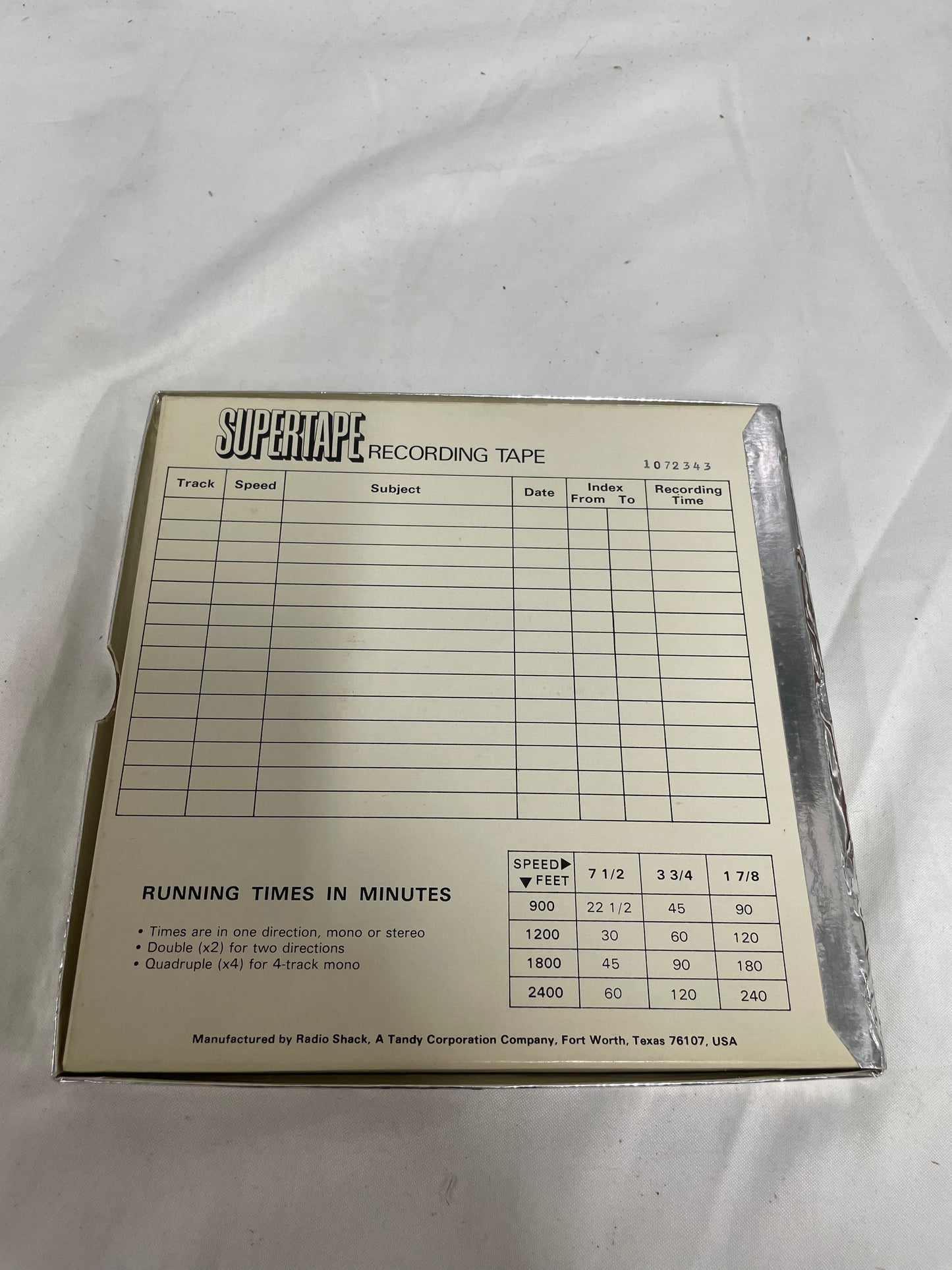 Realistic Laboraty Standard Supertape. 2400 foot recording tape.