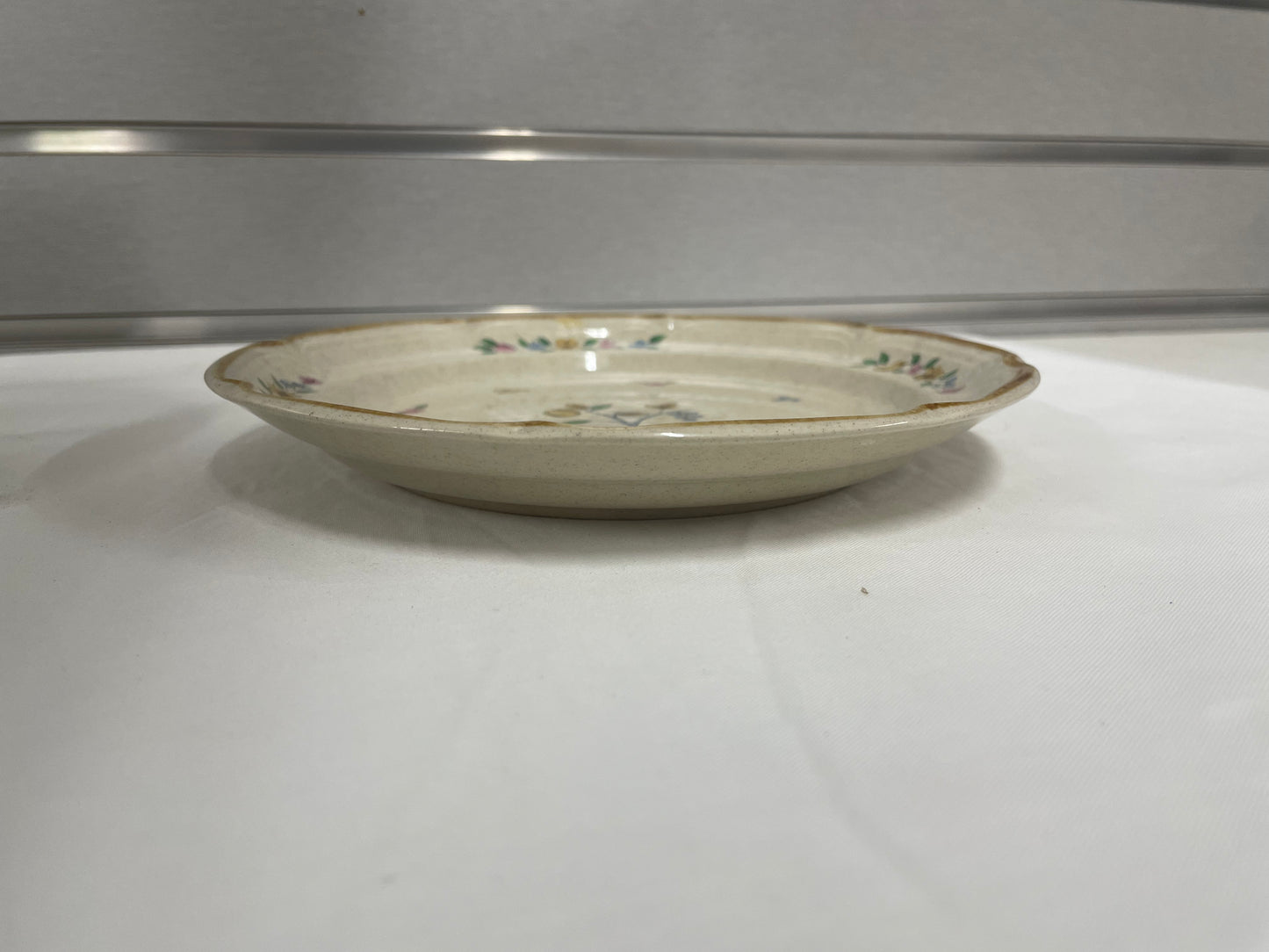 International stoneware China plate dish set. White Ceramic plates with colorful designs