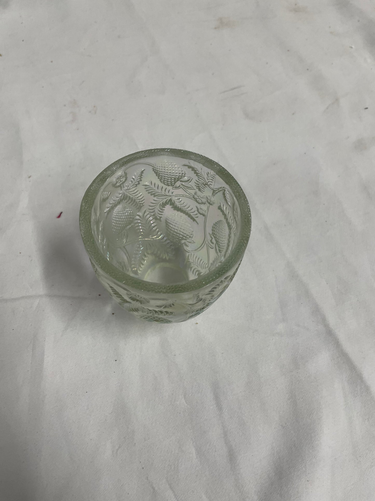 Three glass dishes. 1 - 8" bowl. 2 - 3" Cups. Fancy Glassware Tableware / candle holder