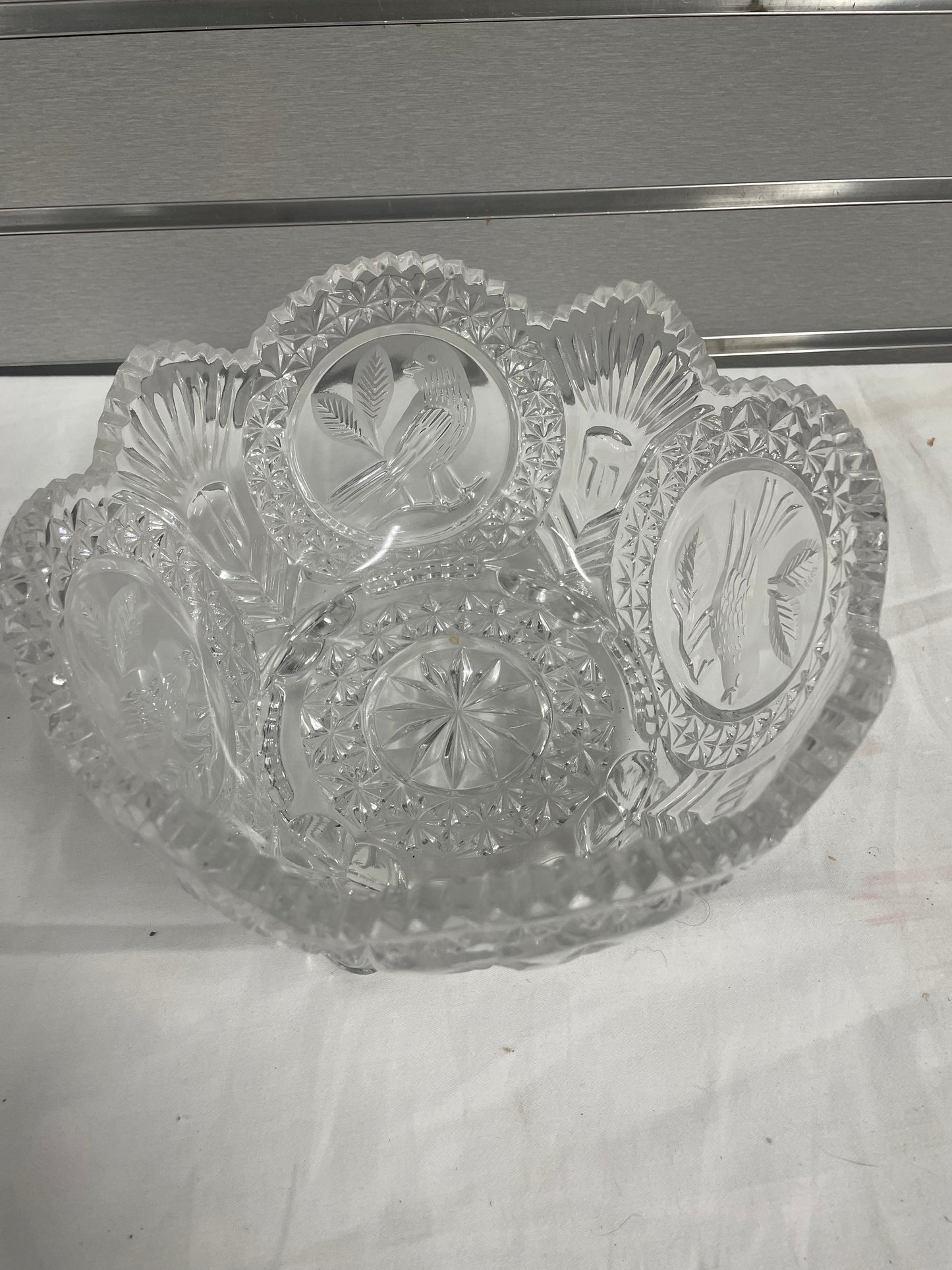 Three glass dishes. 1 - 8" bowl. 2 - 3" Cups. Fancy Glassware Tableware / candle holder