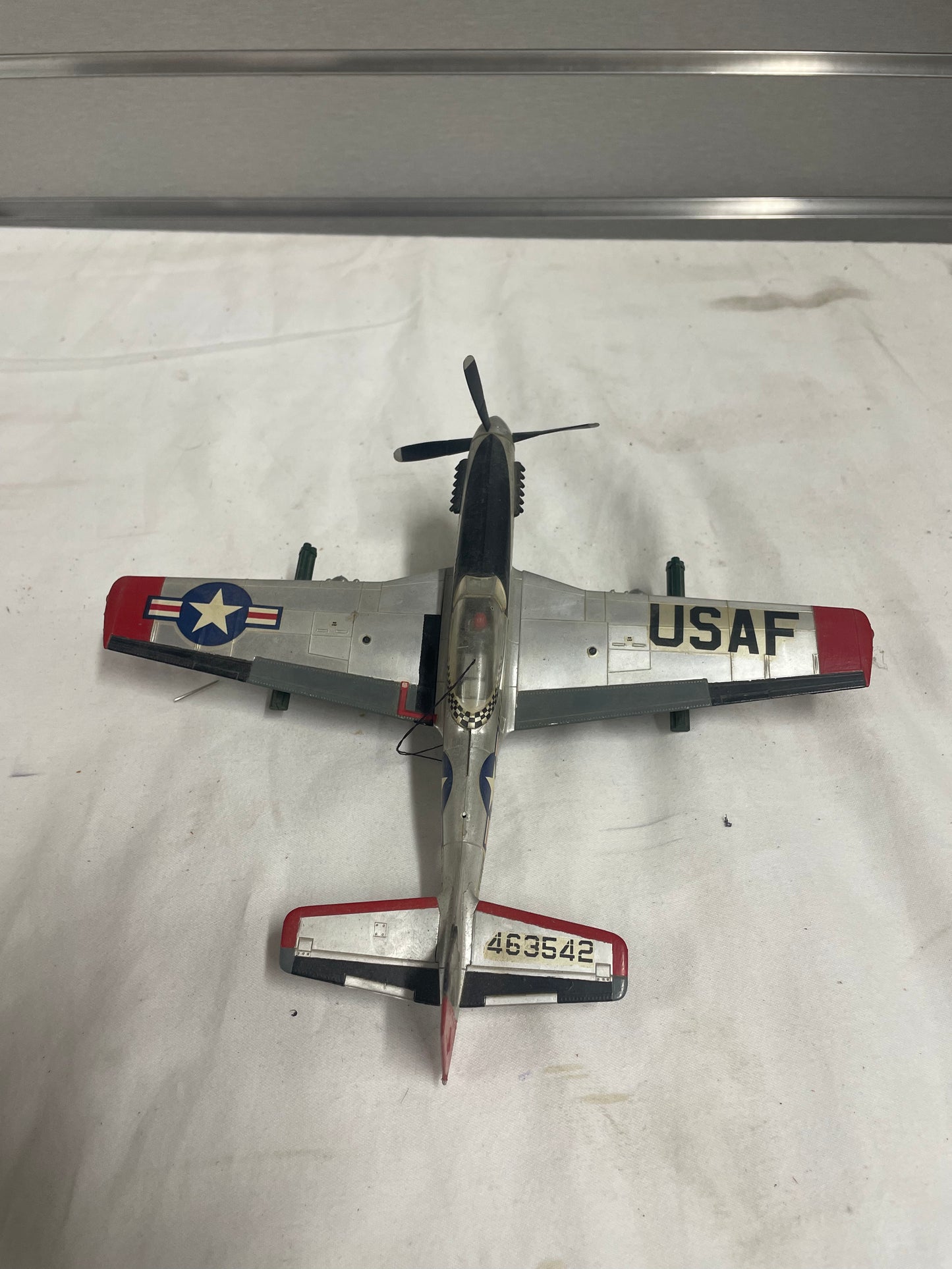 USAF FF-542 463542 Sulver plastic Model plane. 10" inch plastic plane