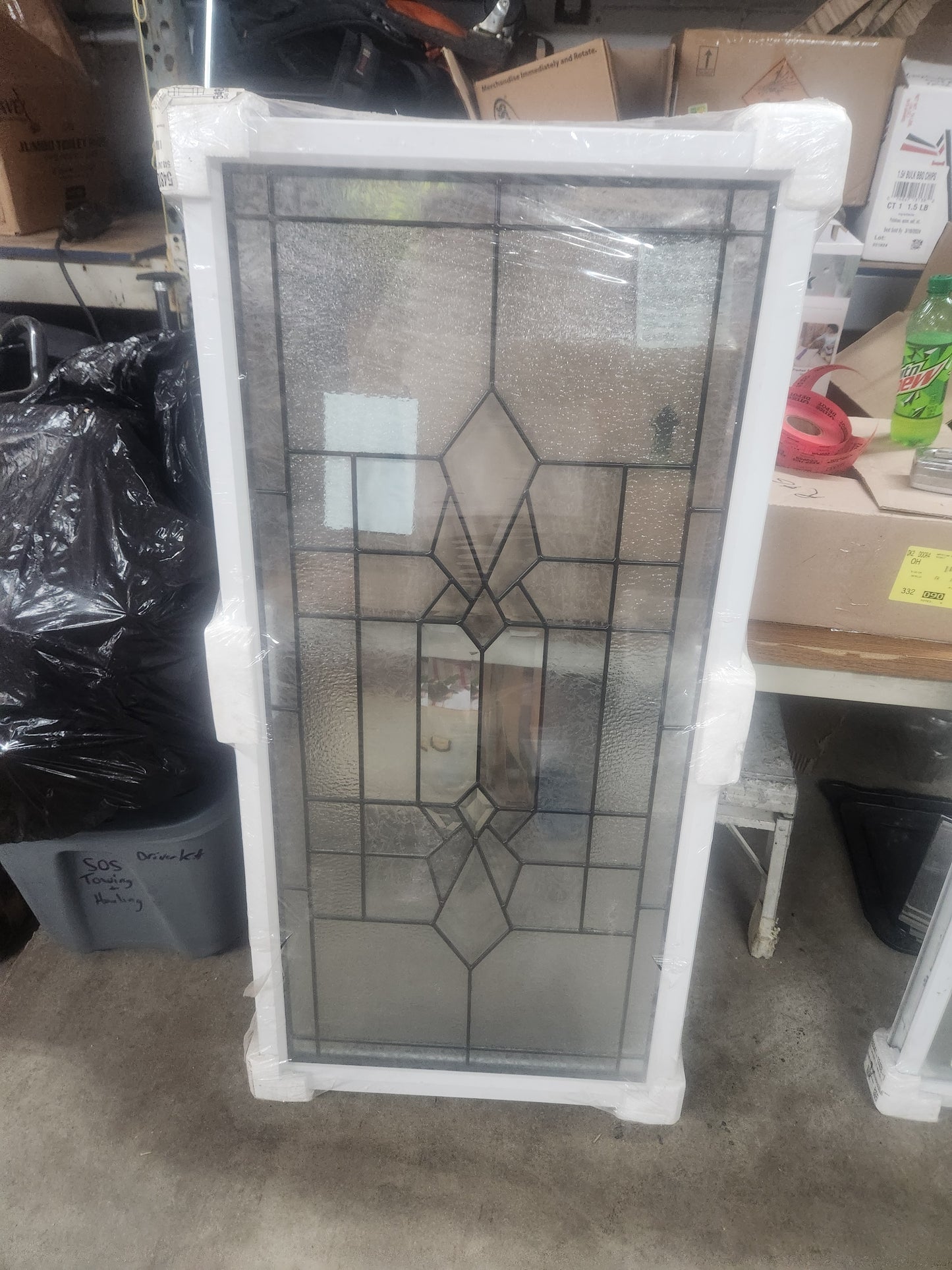 Door sidelite insert 24"x50" textured and beveled glass