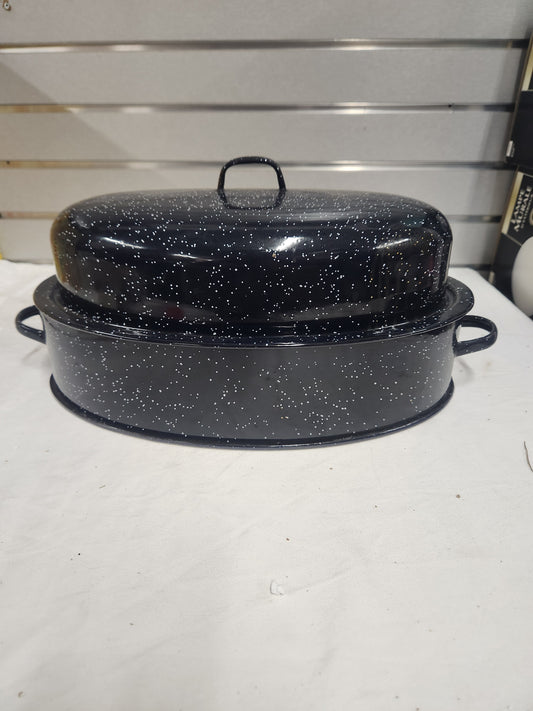 14 inch roasting pan. Black with white speckles. 14" x 8.5"