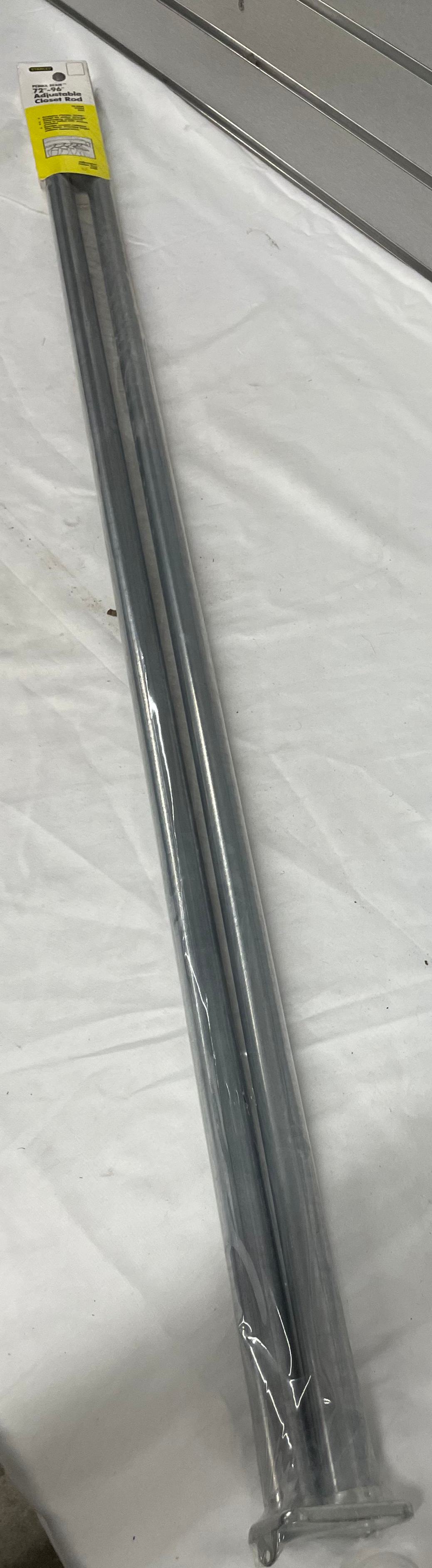 Stanley Adjustable Closet Rod With Ends 72 Inch To 96 Inch 19-3048 Comes in packs of 10. Factory sealed.