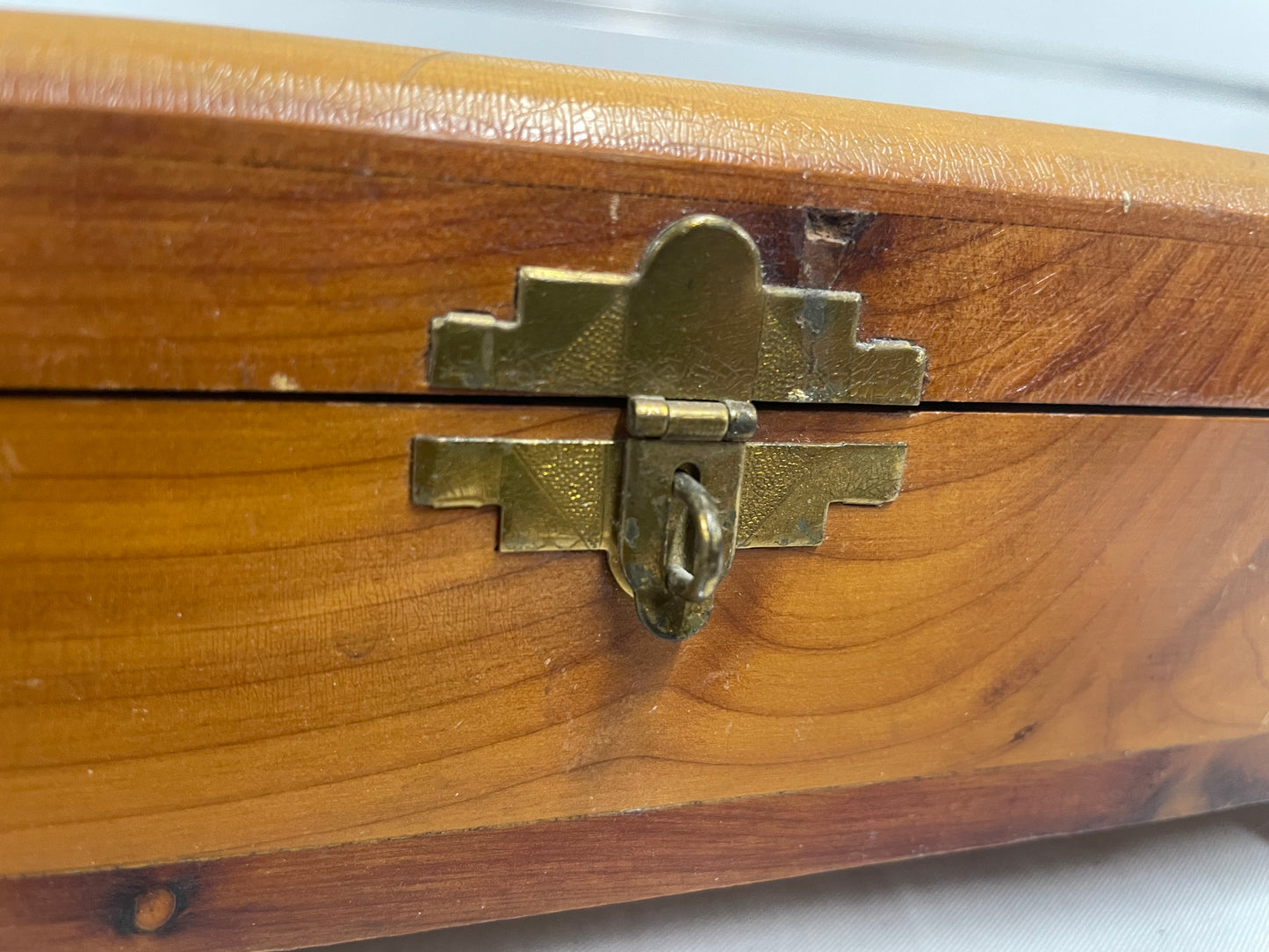 Wooden Jewelry Box. With latch. 11x6.5inches. Locks.