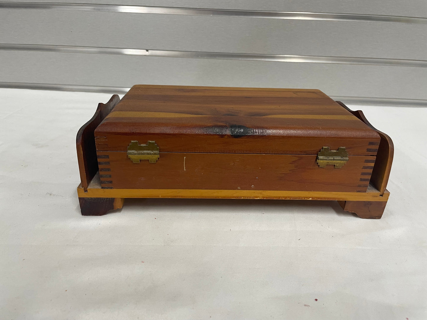 Wooden Jewelry Box. With latch. 11x6.5inches. Locks.