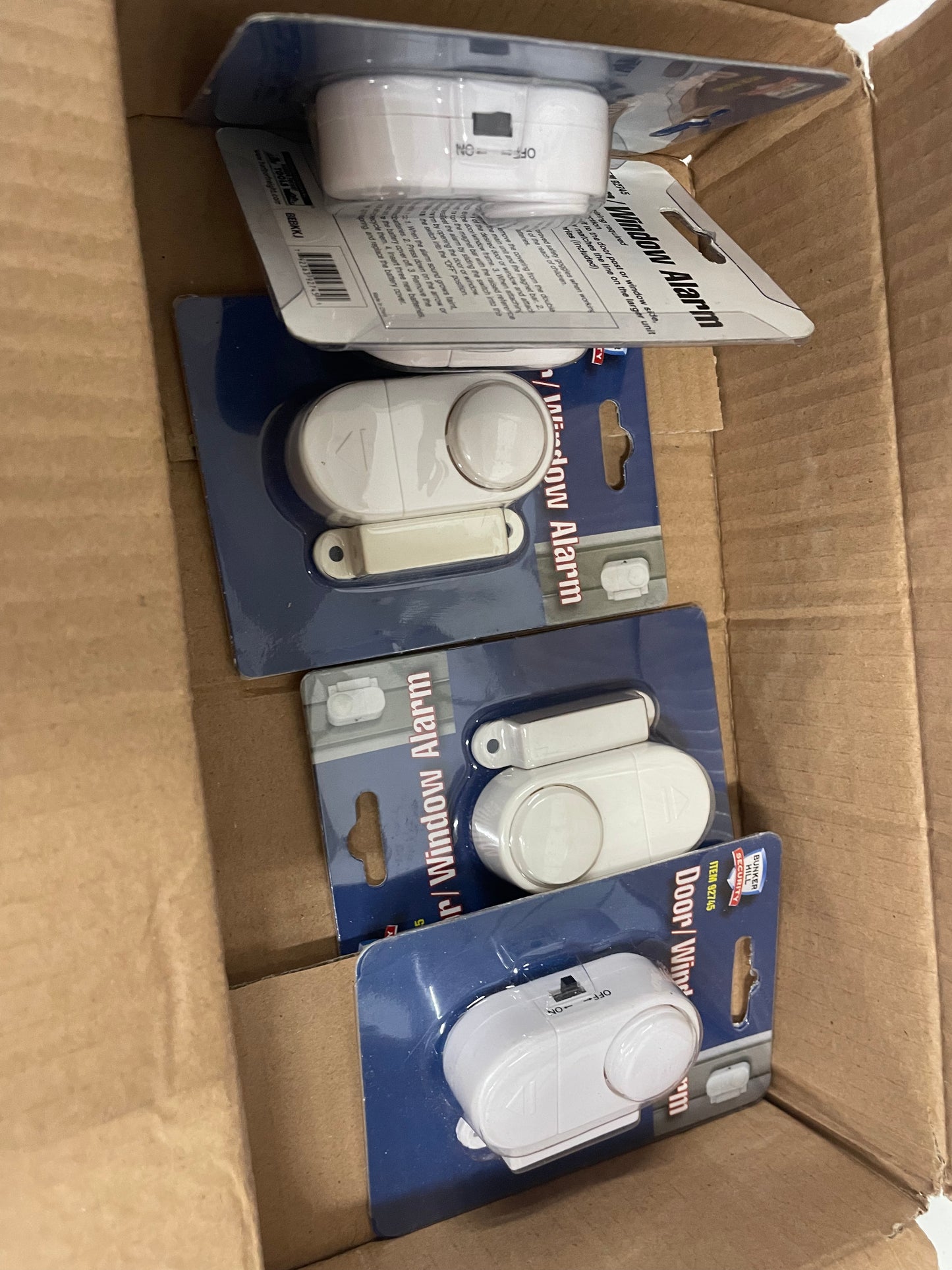 Bunker Hill Security Door/Window Alarms. (5 quantity) White alarm. Battery powered. In original packaging.