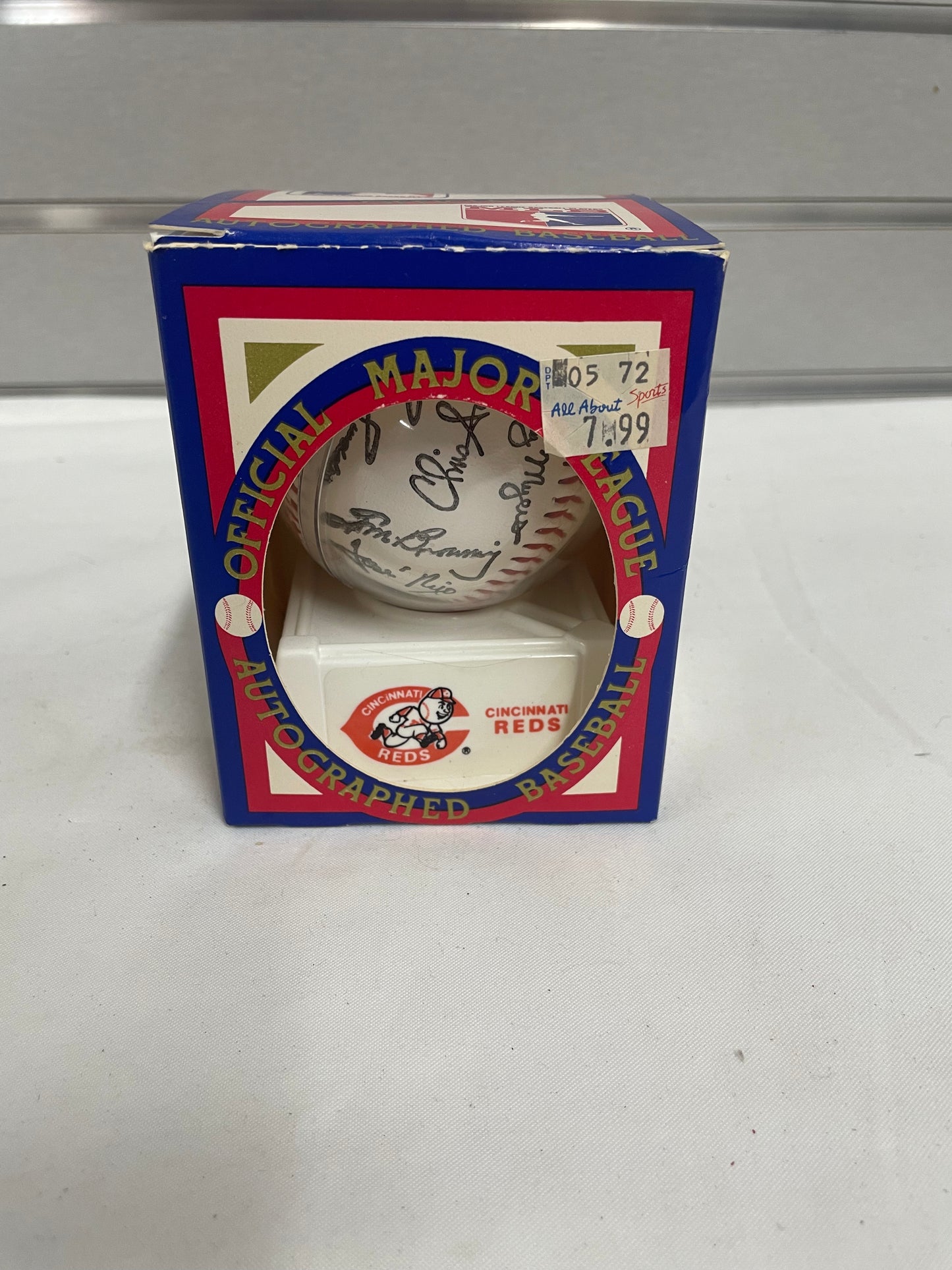 Official Cincinnati Reds Autographed Major League Baseball. 1990 World Championship year. Come with box and casing.