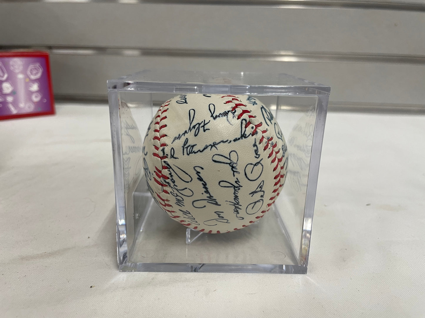 Signed Baseball from 1976 World Series. Cincinnati Reds. With display case.