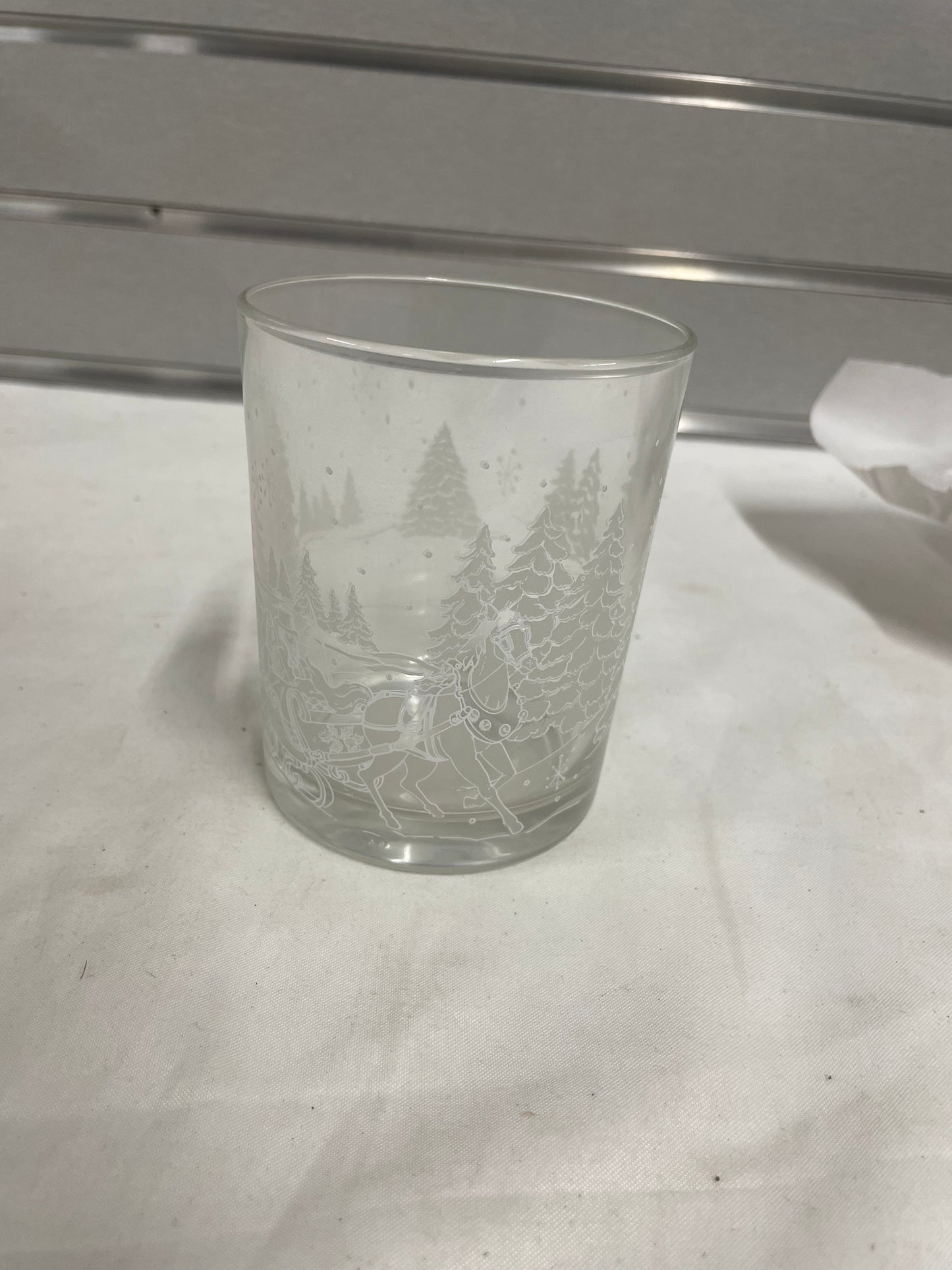 Case of Christmas Themed Glasses. 9 glasses in box.