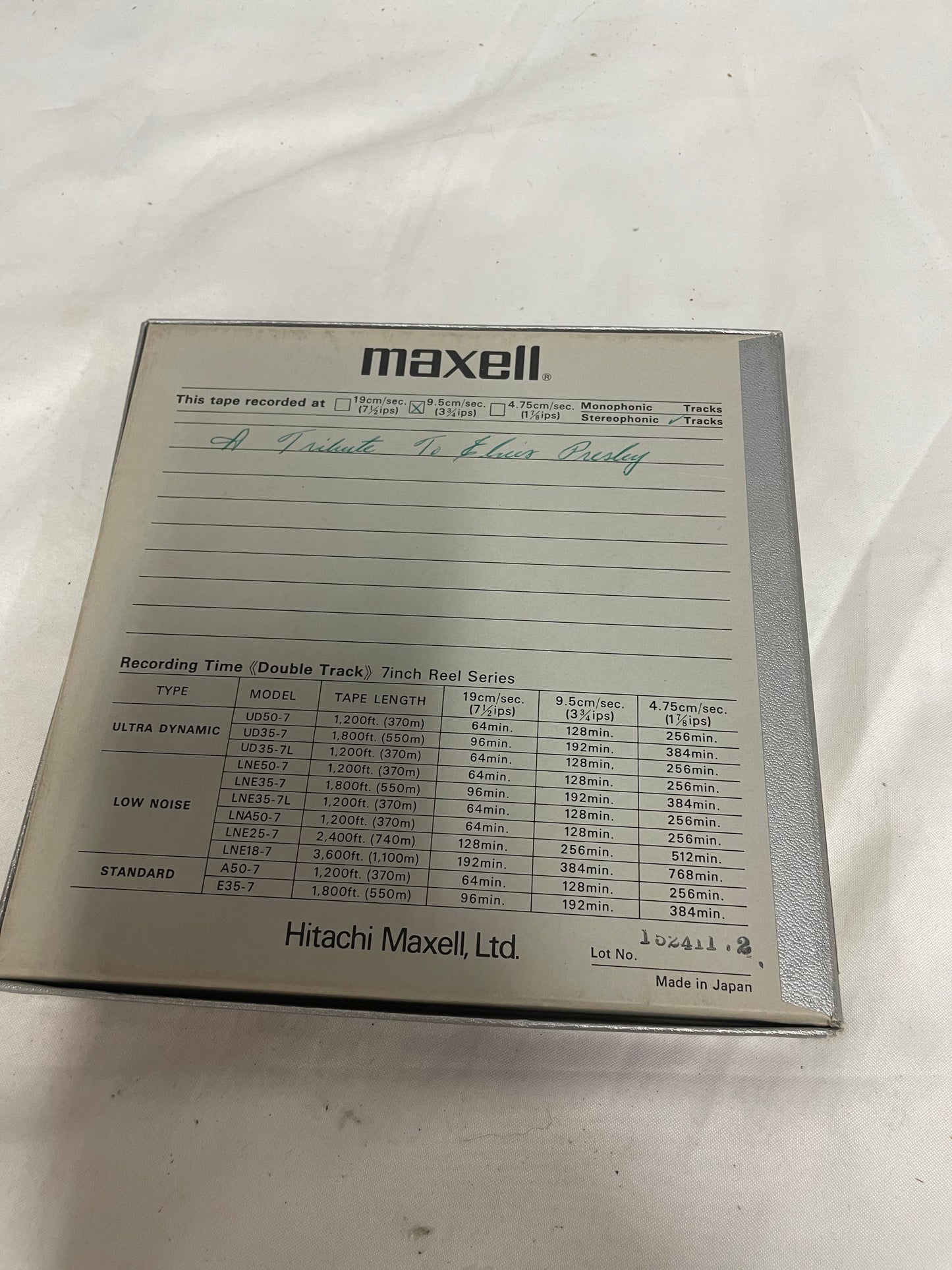 Maxwell Magnetic Sound Recording Tape. “A Tribute to Elvis Presley.” Low noise. LNE50-7. 1200 feet.