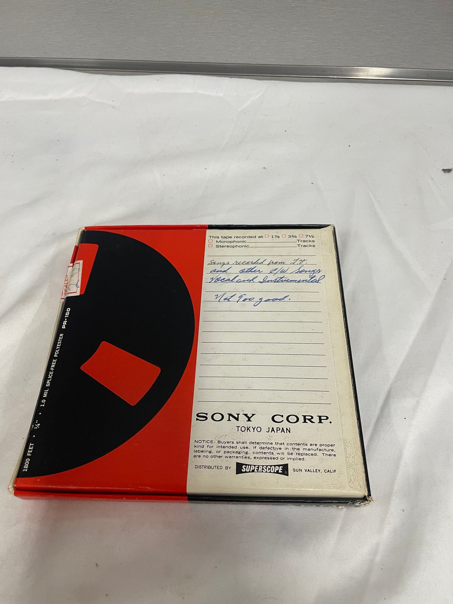 Sony Professional Recording Tape. PR-150 1800 feet.