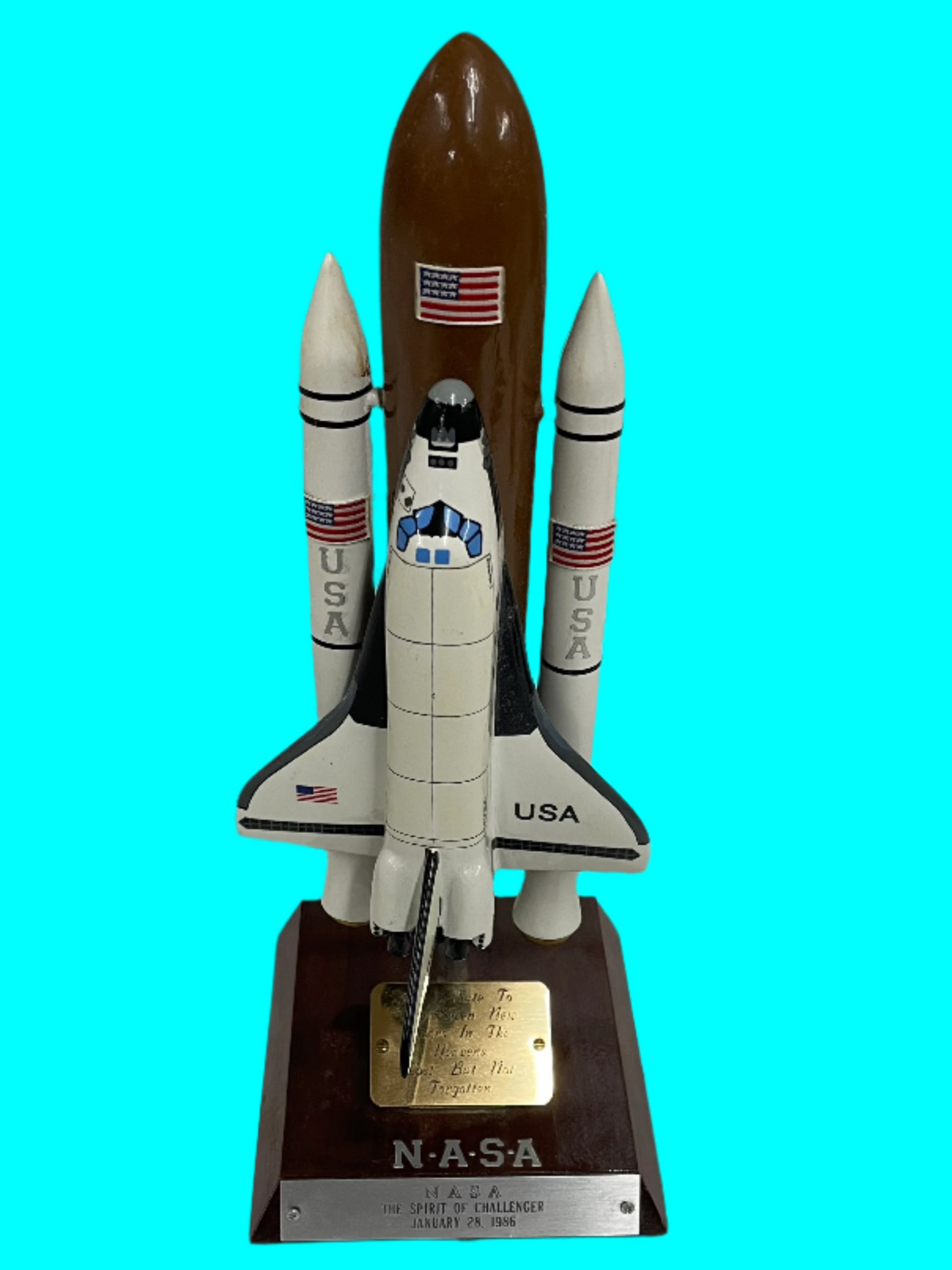 Space Shuttle Booster Challenger NASA Desktop Wood Model Large Spirit of Challenger Tribute Replica January 28, 1986.