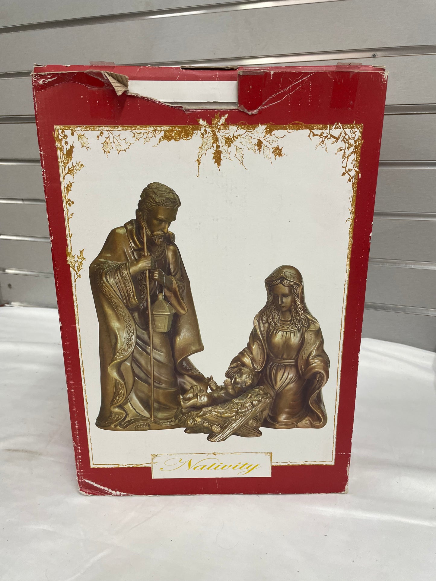 Golden Treasures Nativity set. Includes Mary, Joseph and Baby Joseph. Bronze Funish