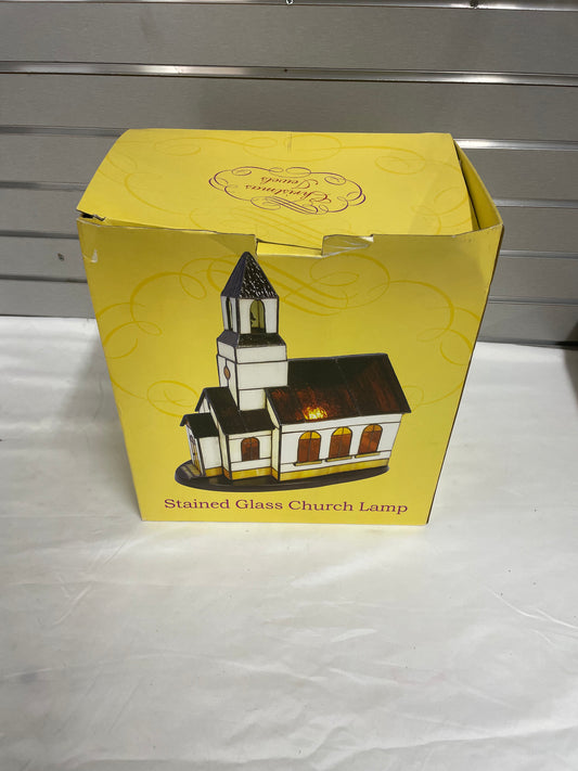 Christmas Jewels Stained Glass Church Lamp. In original box. Comes with just the lamp. Works well.