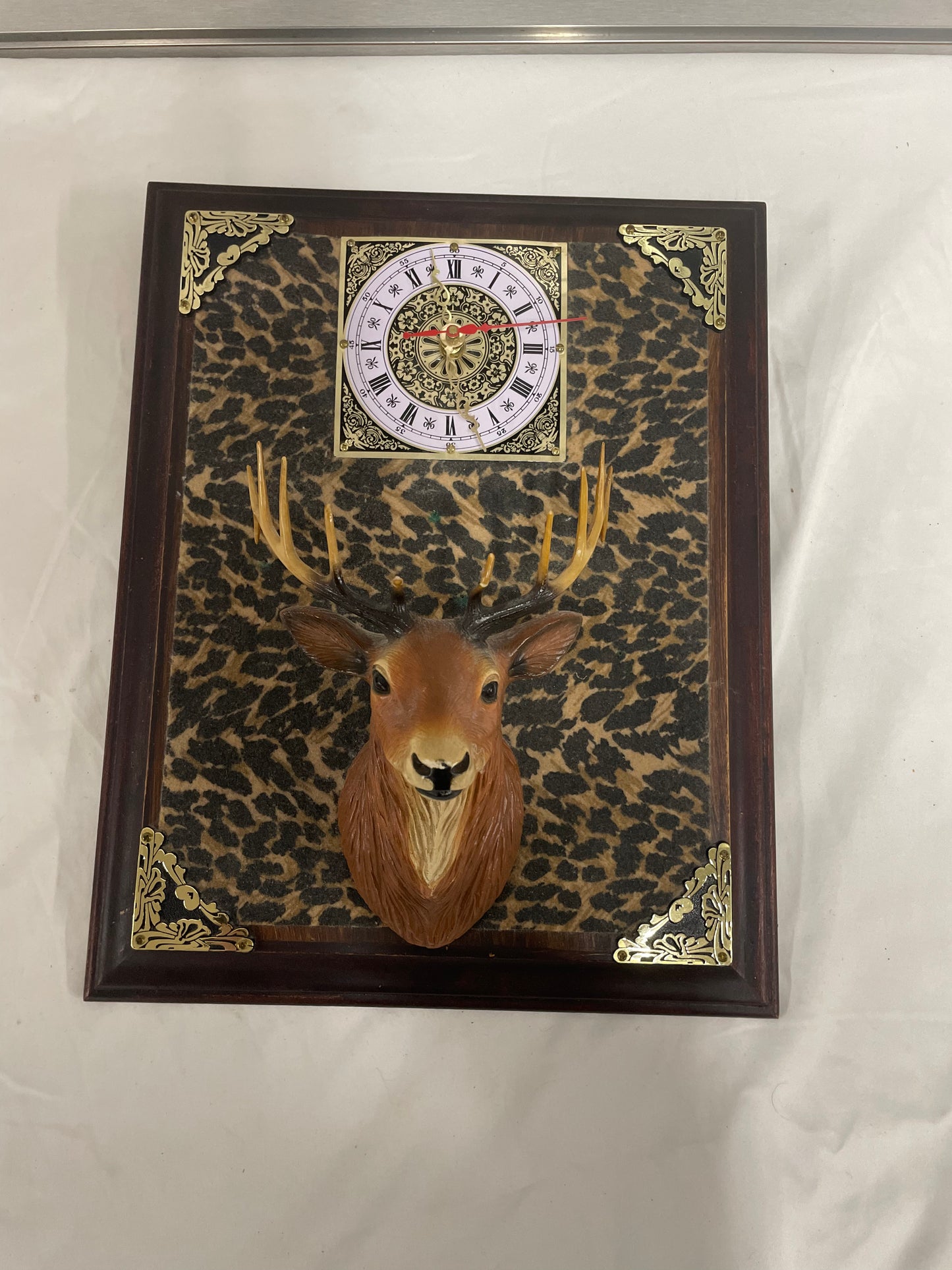 Clock Mount with Taxidermy Buck. Wooden Frame