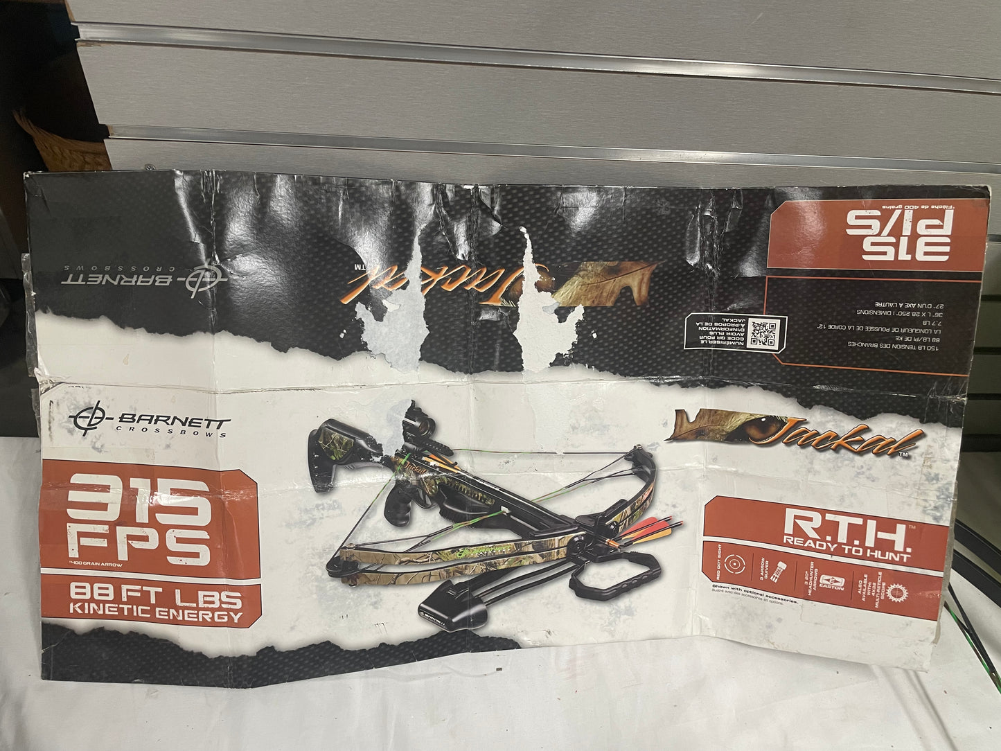 Barnett Jackal Crossbow with Arrows and Target. Crossbow is 315 FPS 88ft. Lbs. kinetic energy. 150 Draw Weight. 12” power strike. Barnett Easton Carbon Arrows. Comes with 7 arrows. Buck Commander. Barely used. 5169865