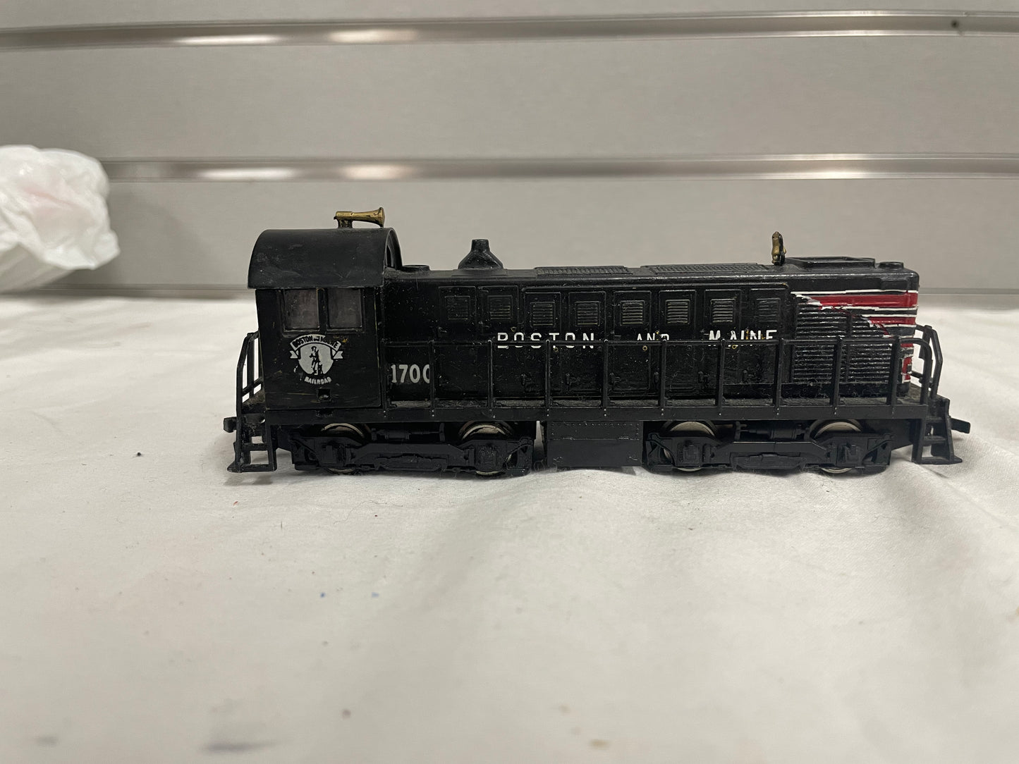 Boston and Maine 1700 Train Model. Black train model. One piece included no box