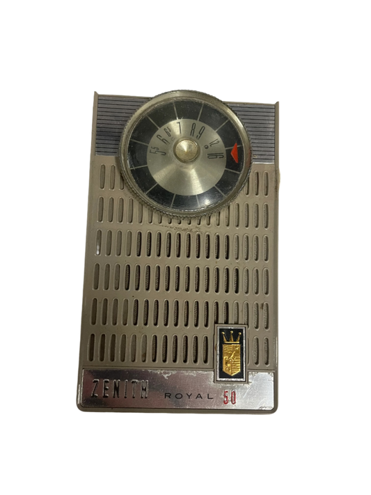 Zenith Royal 50 Transistor Radio. Comes with cowhide case.