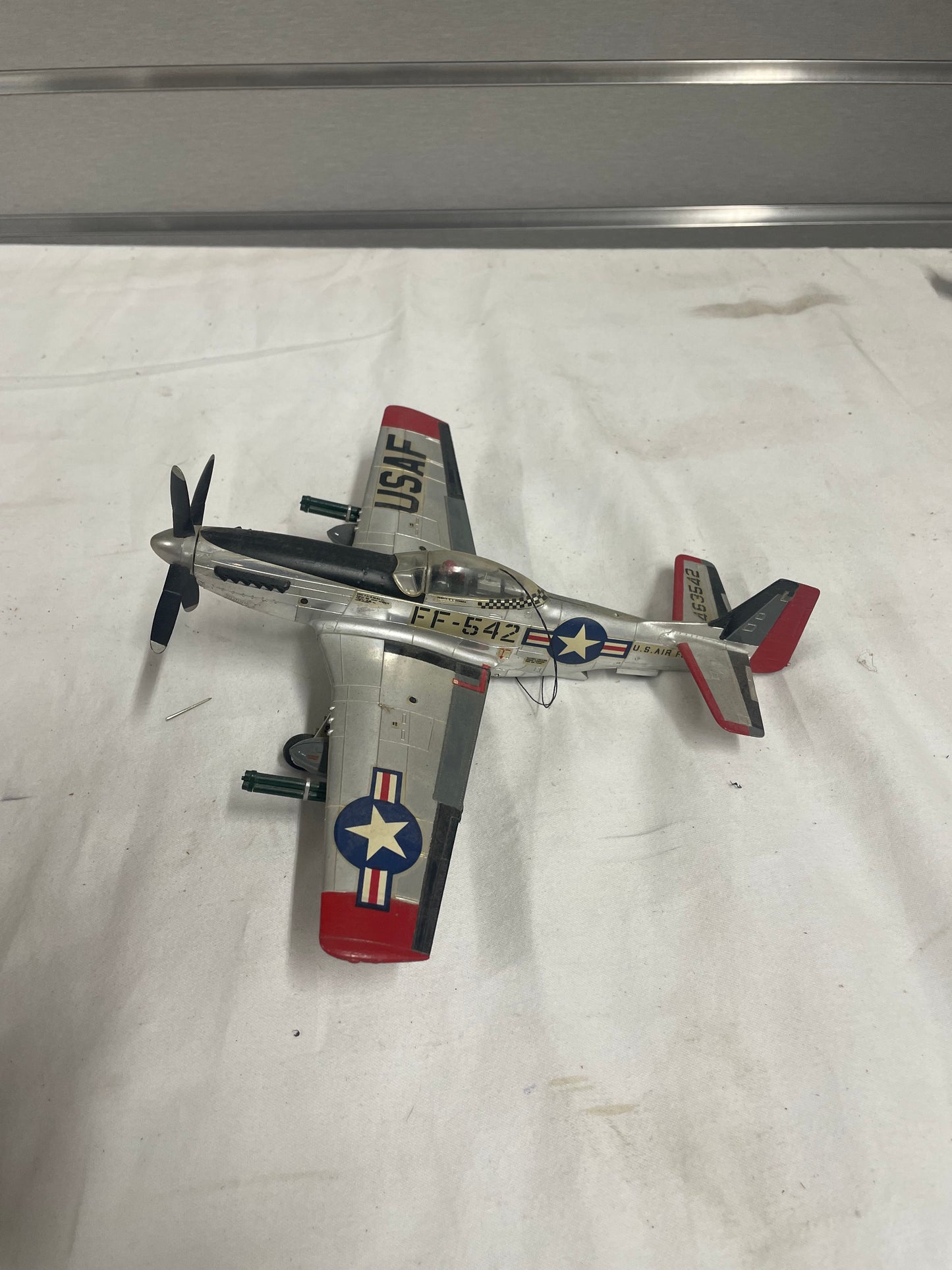 USAF FF-542  463542 Sulver plastic Model plane. 10" inch plastic plane