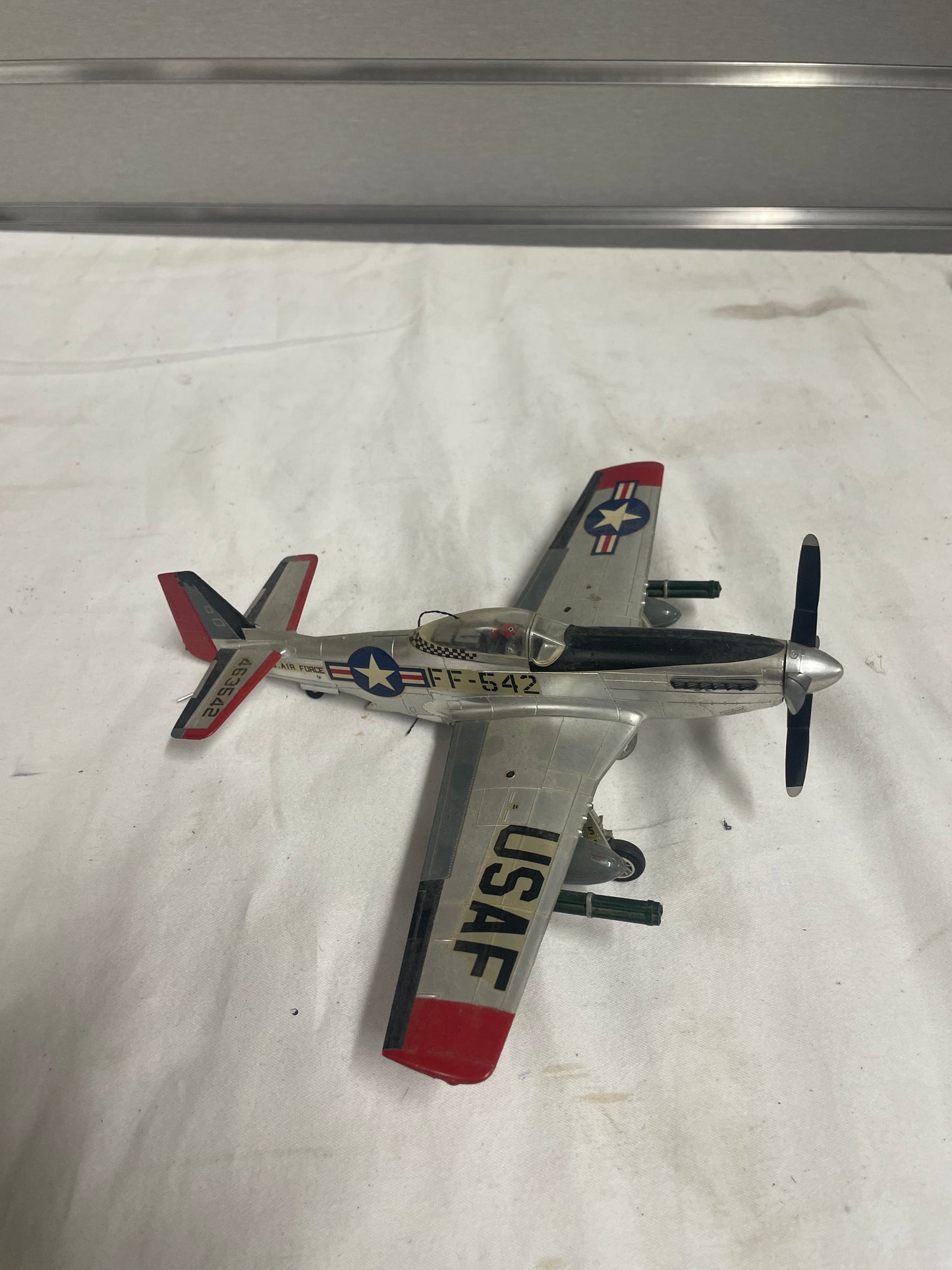 USAF FF-542  463542 Sulver plastic Model plane. 10" inch plastic plane