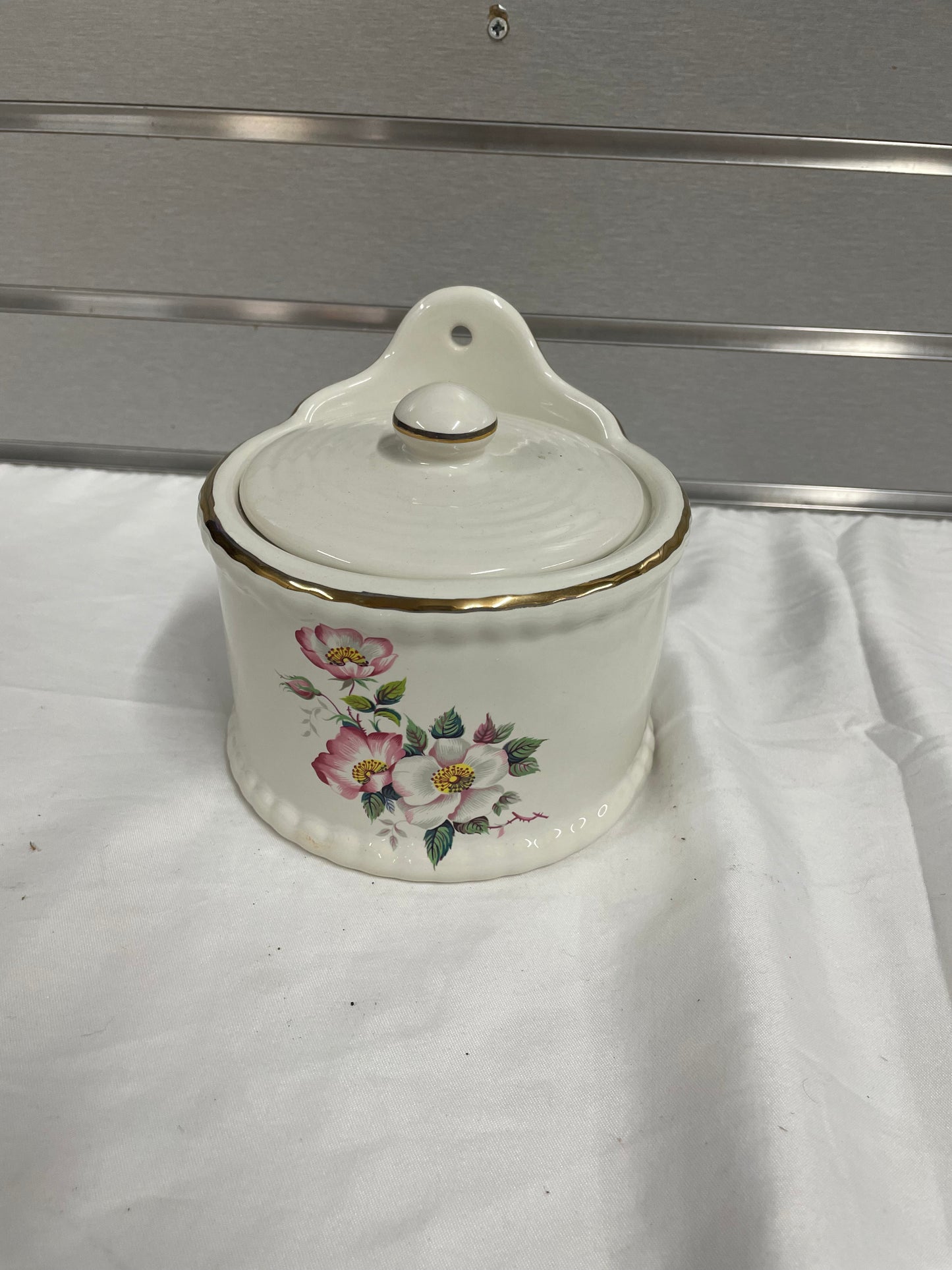 Ceramic glass serving dish. Hand painted flowers on the side of this white dish