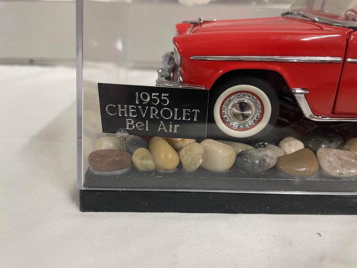 1955 Chevrolet Bel Air Dies Cast Model Car. Danbury mint 1:25 Scale. Comes with custom display case