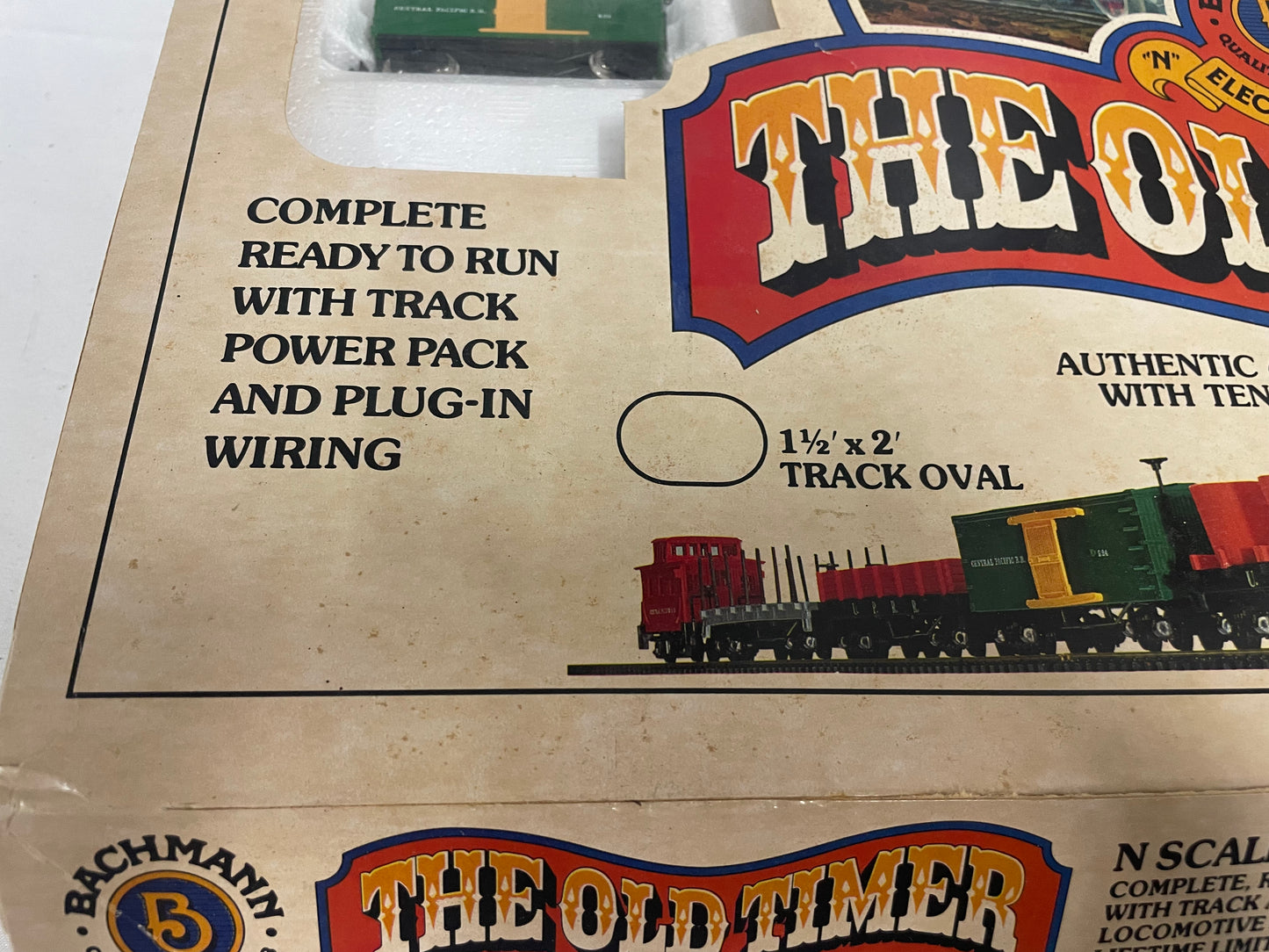 Bachmann The Old Timer Electric Train Set. Authentic 4-4-0 Locomotive with tender and 5 cars. Comes with extra tracks/battery/ and manuals