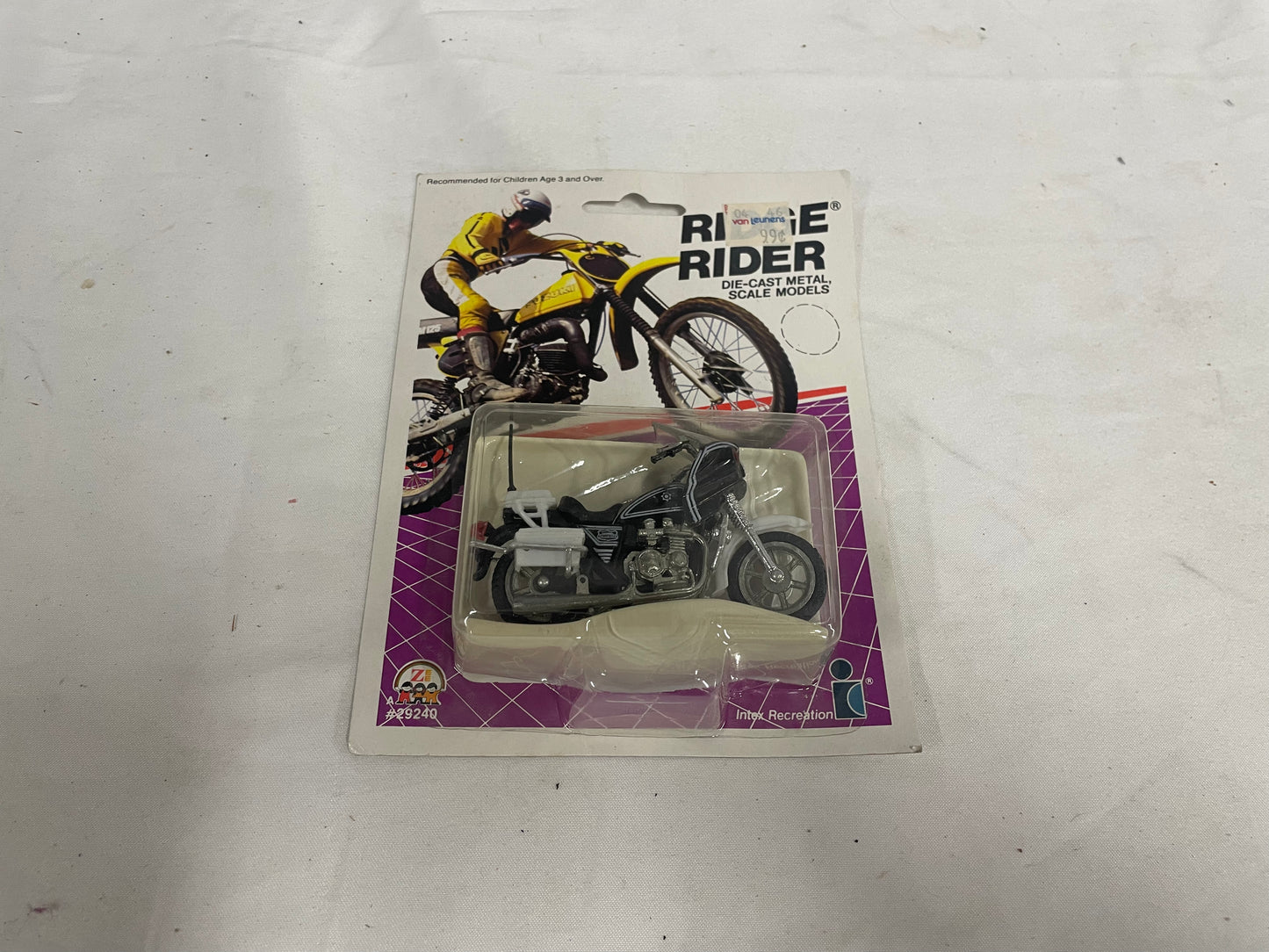 Ridge Rider DieCast Metal Motorcycle. Kawasaki Police 1000 model. 1986 Inex Recreation Corp. 5170051