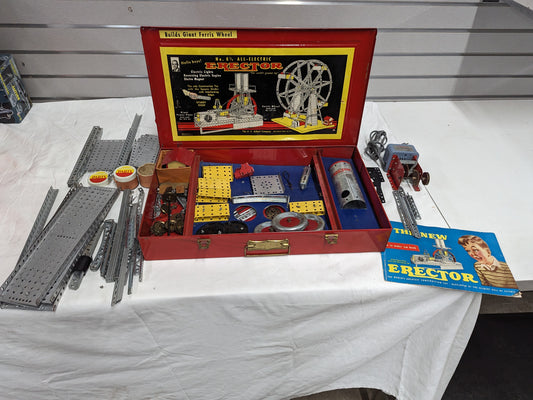 1951 Erector Set Tool and Toy Kit w Red Metal Case and Paperwork 5169364