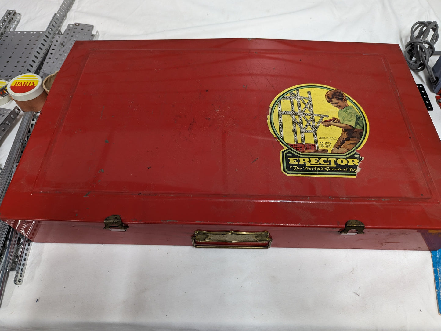 1951 Erector Set Tool and Toy Kit w Red Metal Case and Paperwork 5169364