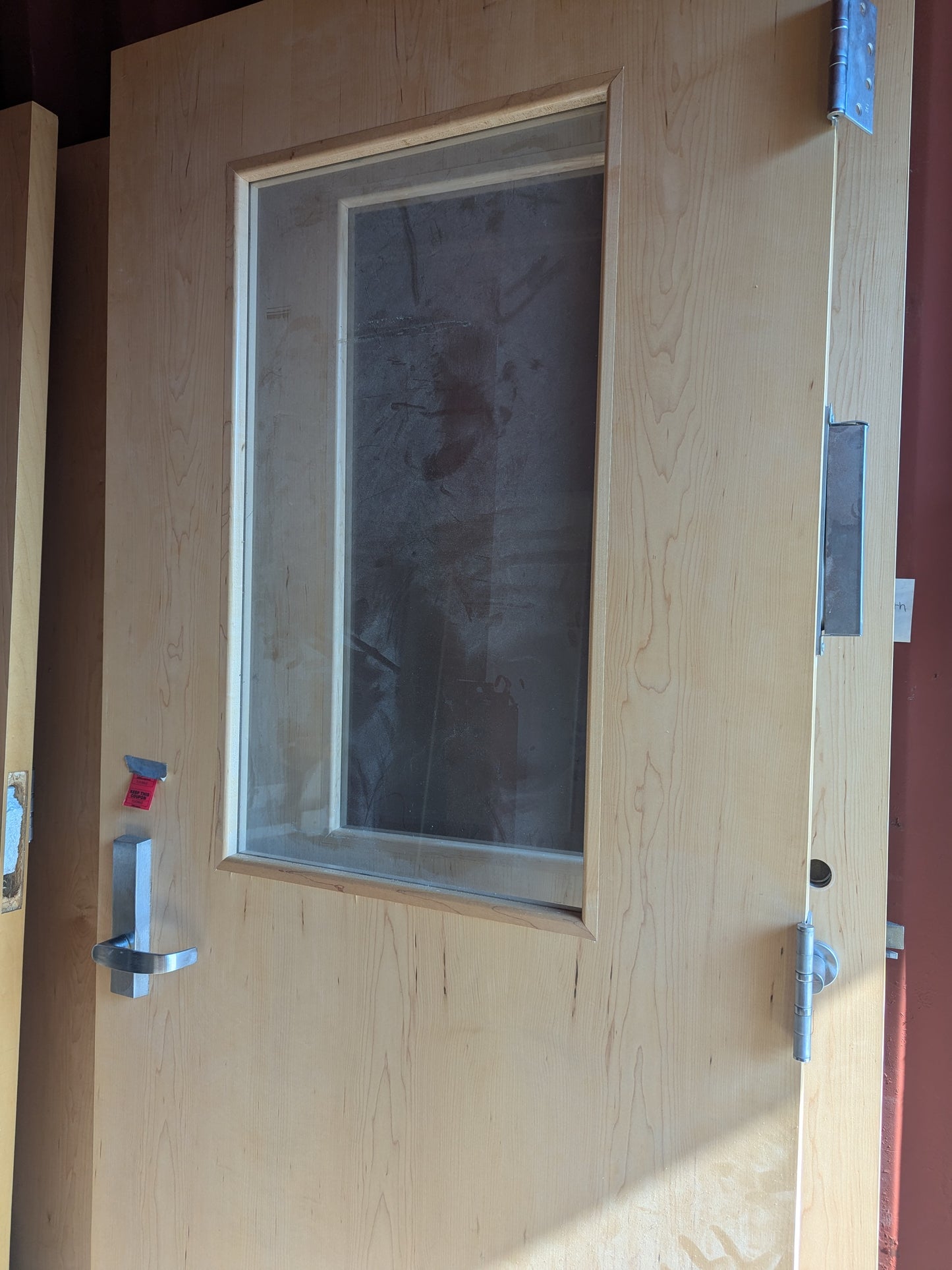 3'0"x7'0" Interior solid fire rated commercial door with window and panic hardware