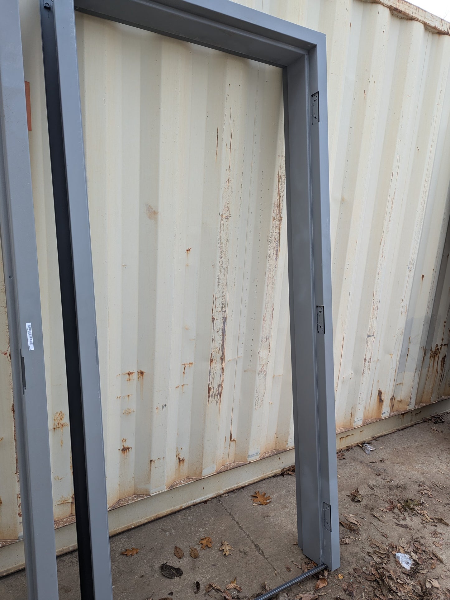 36" x 84" Metal Door Frame for 8" wall. plus metal door slab. no hinge cutout out. 1 side of door bore out